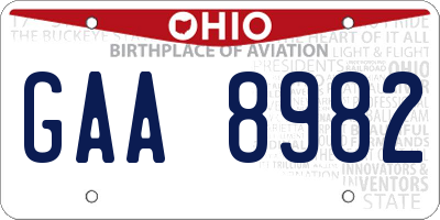 OH license plate GAA8982
