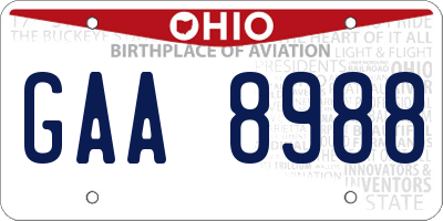OH license plate GAA8988