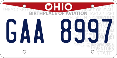 OH license plate GAA8997