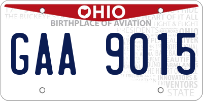 OH license plate GAA9015