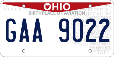 OH license plate GAA9022