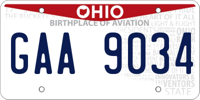 OH license plate GAA9034