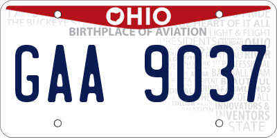 OH license plate GAA9037