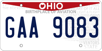 OH license plate GAA9083
