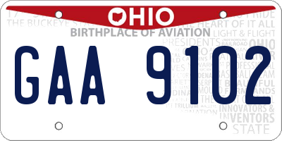OH license plate GAA9102