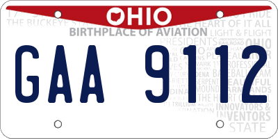 OH license plate GAA9112