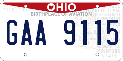 OH license plate GAA9115