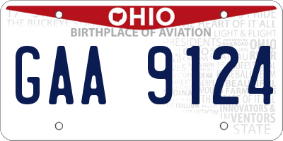 OH license plate GAA9124
