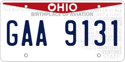 OH license plate GAA9131
