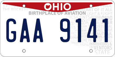 OH license plate GAA9141
