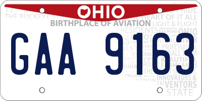 OH license plate GAA9163