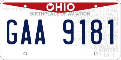 OH license plate GAA9181