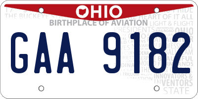 OH license plate GAA9182