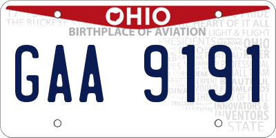 OH license plate GAA9191