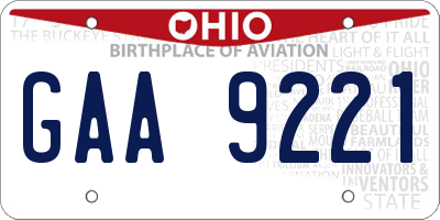 OH license plate GAA9221