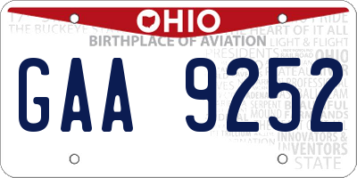 OH license plate GAA9252