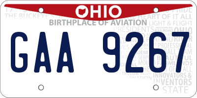 OH license plate GAA9267