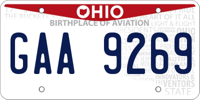 OH license plate GAA9269