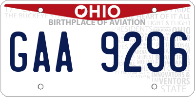 OH license plate GAA9296