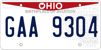 OH license plate GAA9304