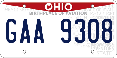 OH license plate GAA9308