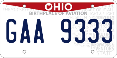 OH license plate GAA9333