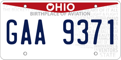 OH license plate GAA9371