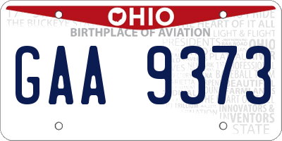 OH license plate GAA9373