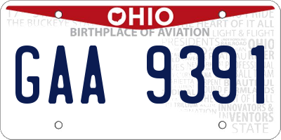 OH license plate GAA9391