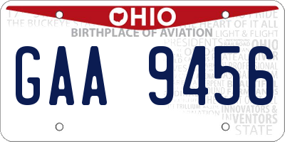 OH license plate GAA9456