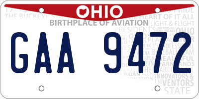 OH license plate GAA9472