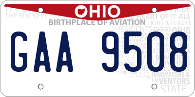 OH license plate GAA9508