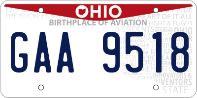 OH license plate GAA9518