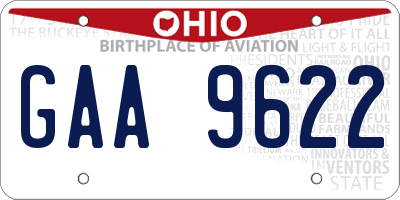 OH license plate GAA9622