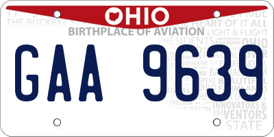 OH license plate GAA9639