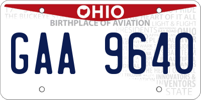 OH license plate GAA9640