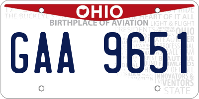 OH license plate GAA9651