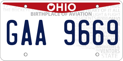 OH license plate GAA9669