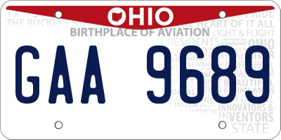 OH license plate GAA9689