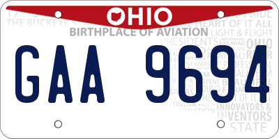 OH license plate GAA9694
