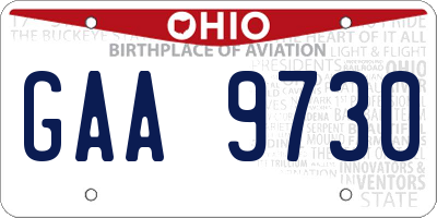 OH license plate GAA9730