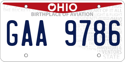 OH license plate GAA9786