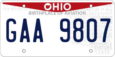 OH license plate GAA9807