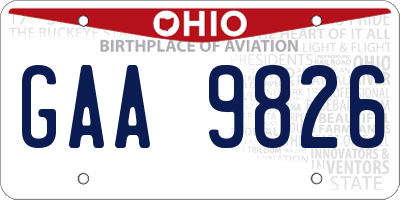 OH license plate GAA9826