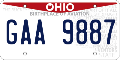 OH license plate GAA9887