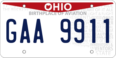 OH license plate GAA9911