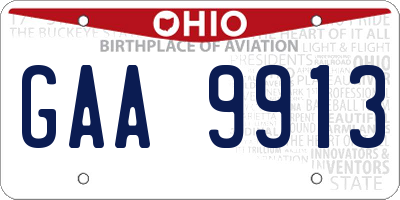 OH license plate GAA9913