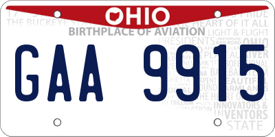 OH license plate GAA9915