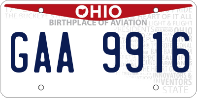 OH license plate GAA9916