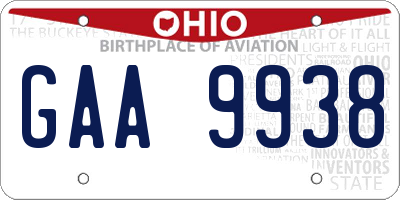 OH license plate GAA9938
